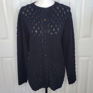 Vintage Crocheted Cardigan Sweater Coastal Granny Minimalist Cottagecore USA